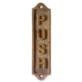 Vertical Brass Door Sign "PUSH" - 22x5cm Antique Finish